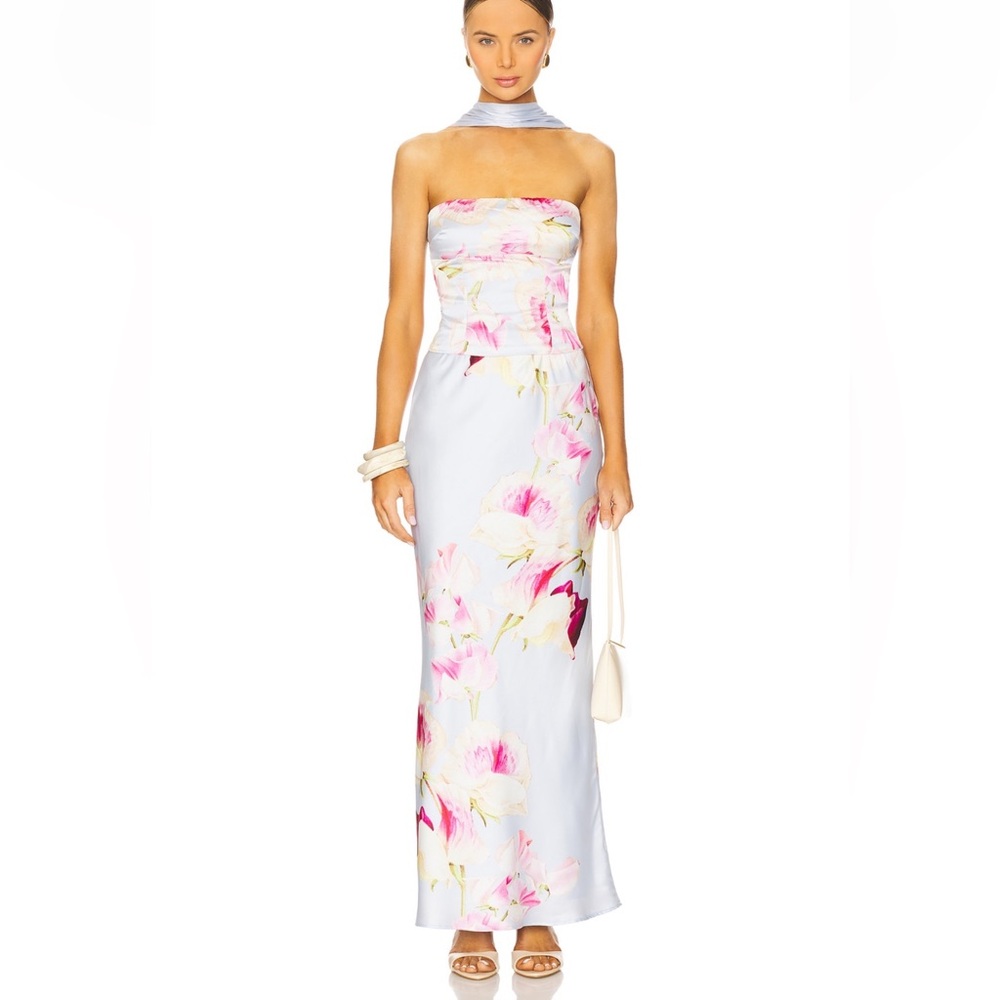 Runaway the label White and Pink Halter Sheath Dress